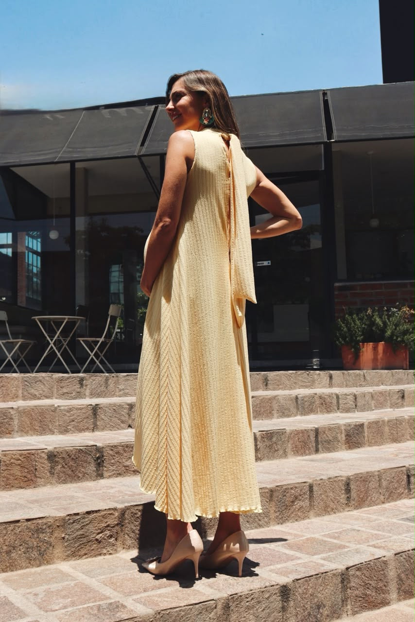 Vestido de maternidad Renata, amarillo con textura