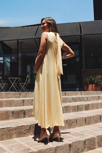 Vestido de maternidad Renata, amarillo con textura