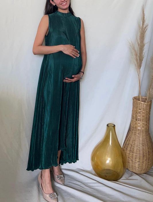 Vestido de maternidad Sonia, verde rayas