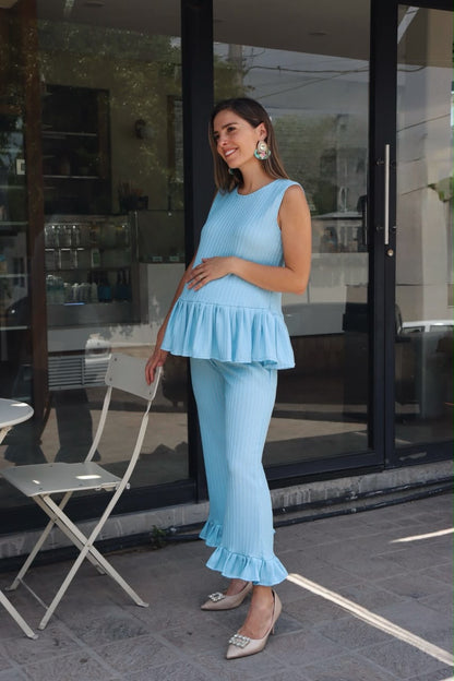 Conjunto de maternidad Imelda, azul cielo