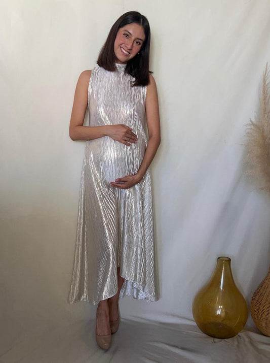 Vestido de maternidad Sonia dorado corrugado CH, M, G, XG