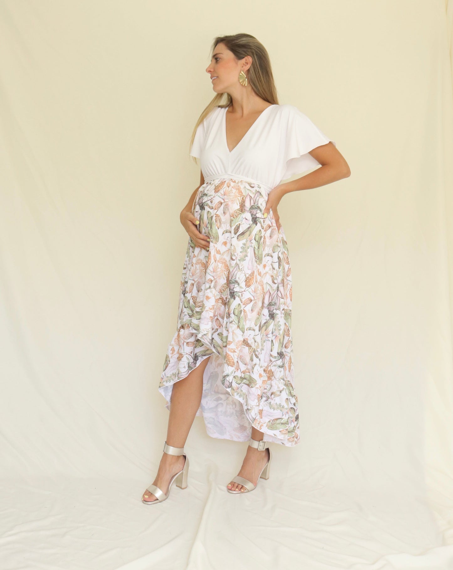 Vestido de Maternidad, Love Carlota blanco con otoño CH y G