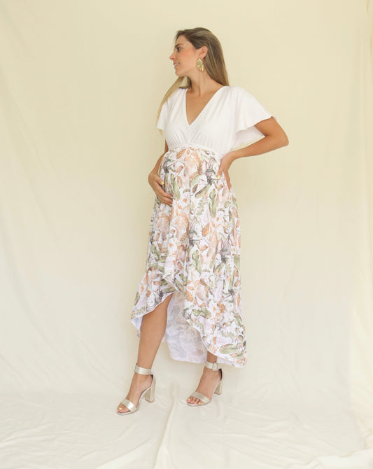 Vestido de Maternidad, Love Carlota blanco con otoño CH y G
