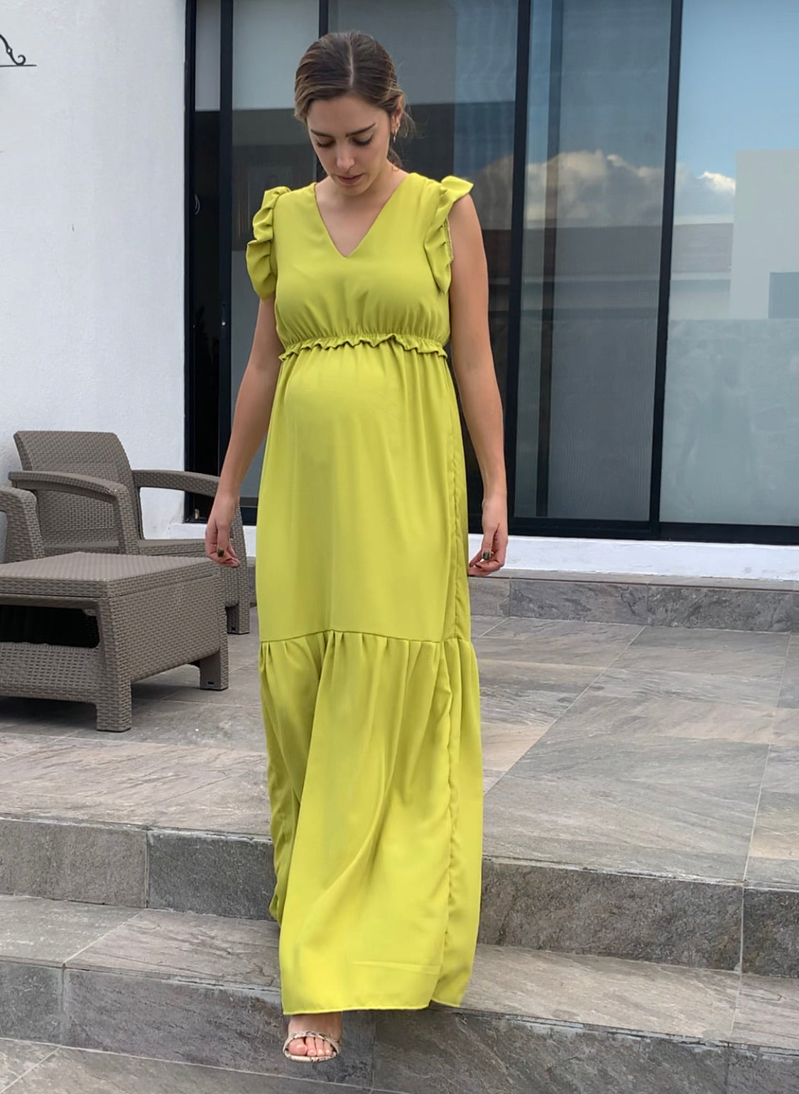 Vestido maternidad, verde limon Julieta
