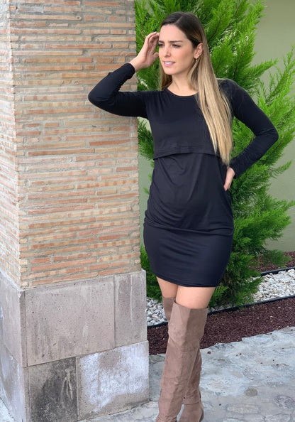Vestido de maternidad y lactancia color negro
