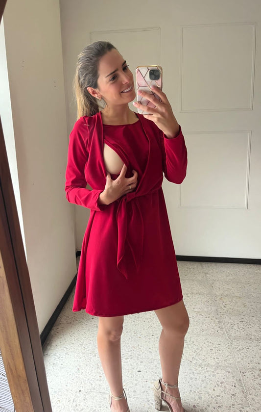 Vestido de maternidad y lactancia Romina Rojo G