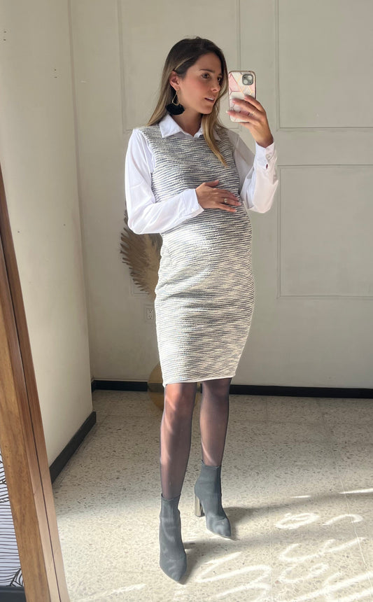 Vestido/sweater de maternidad, negro tweed M