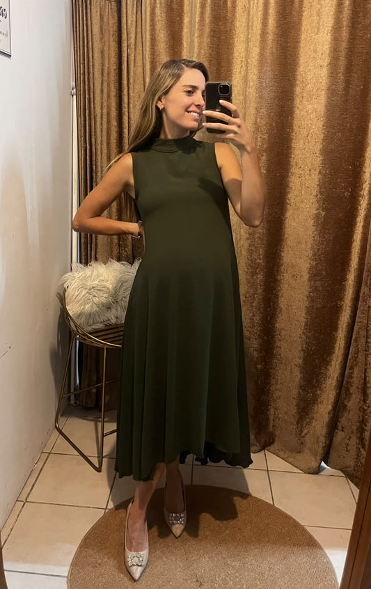 Vestido de maternidad Sonia verde olivo